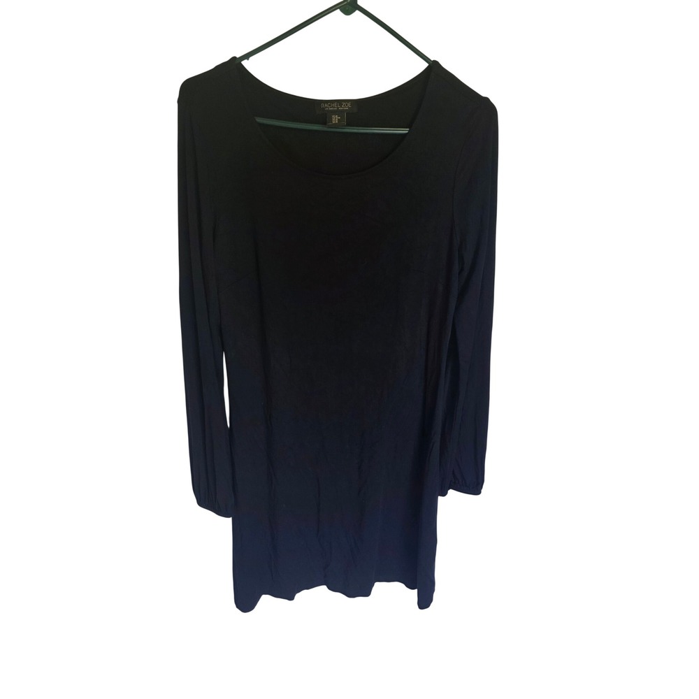 Rachel Zoe Womens Black Long Sleeve Scoop Neck Mini Dress Size Medium